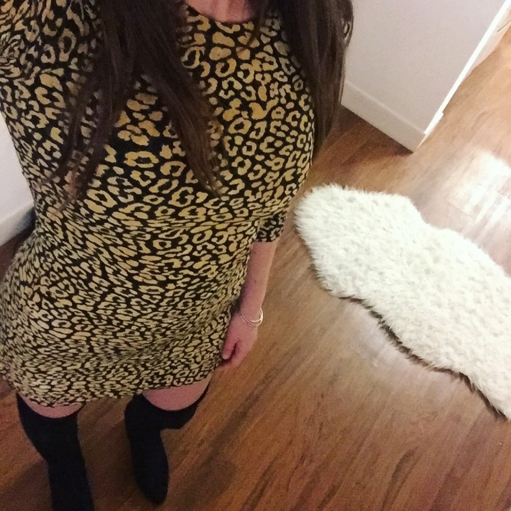 Zara Trafaluc Yellow  Leopard Dress XS